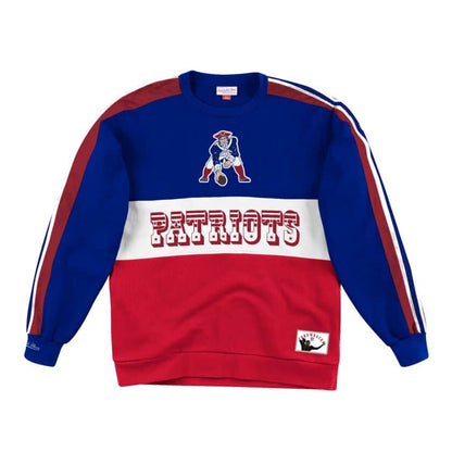 New England Patriots Mitchell & Ness Scorer Fleece Crew Sweatshirt