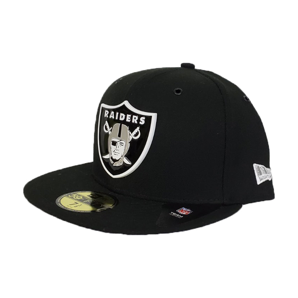 New Era Black Front Painted Metal Badge Oakland Raiders 59Fifty Fitted hat