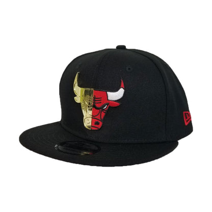 New Era Black Split Metal Logo Chicago Bulls Snapback