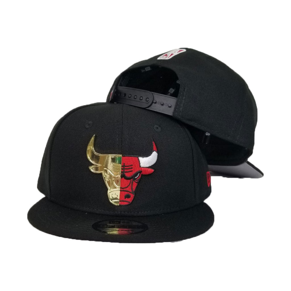 New Era Black Split Metal Logo Chicago Bulls Snapback