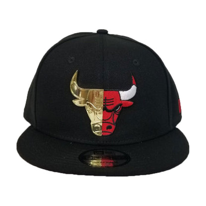 New Era Black Split Metal Logo Chicago Bulls Snapback