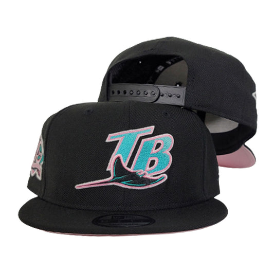 New Era Black Tampa Bay Rays Pink Bottom 10th Season Side Patch Snapback