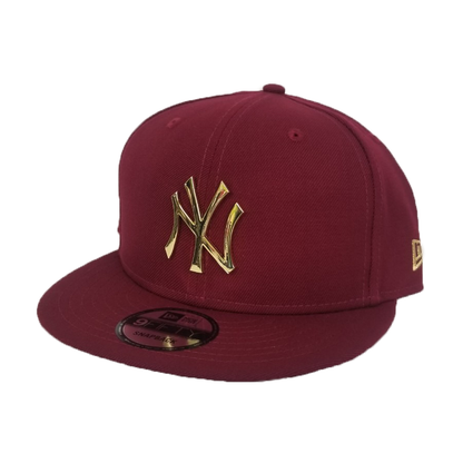 New Era Burgundy New York Yankees Gold Metal Badge Snapback hat