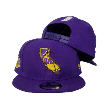 New Era Los Angeles Lakers Gold Metal State Map Logo 9FIFTY Snapback