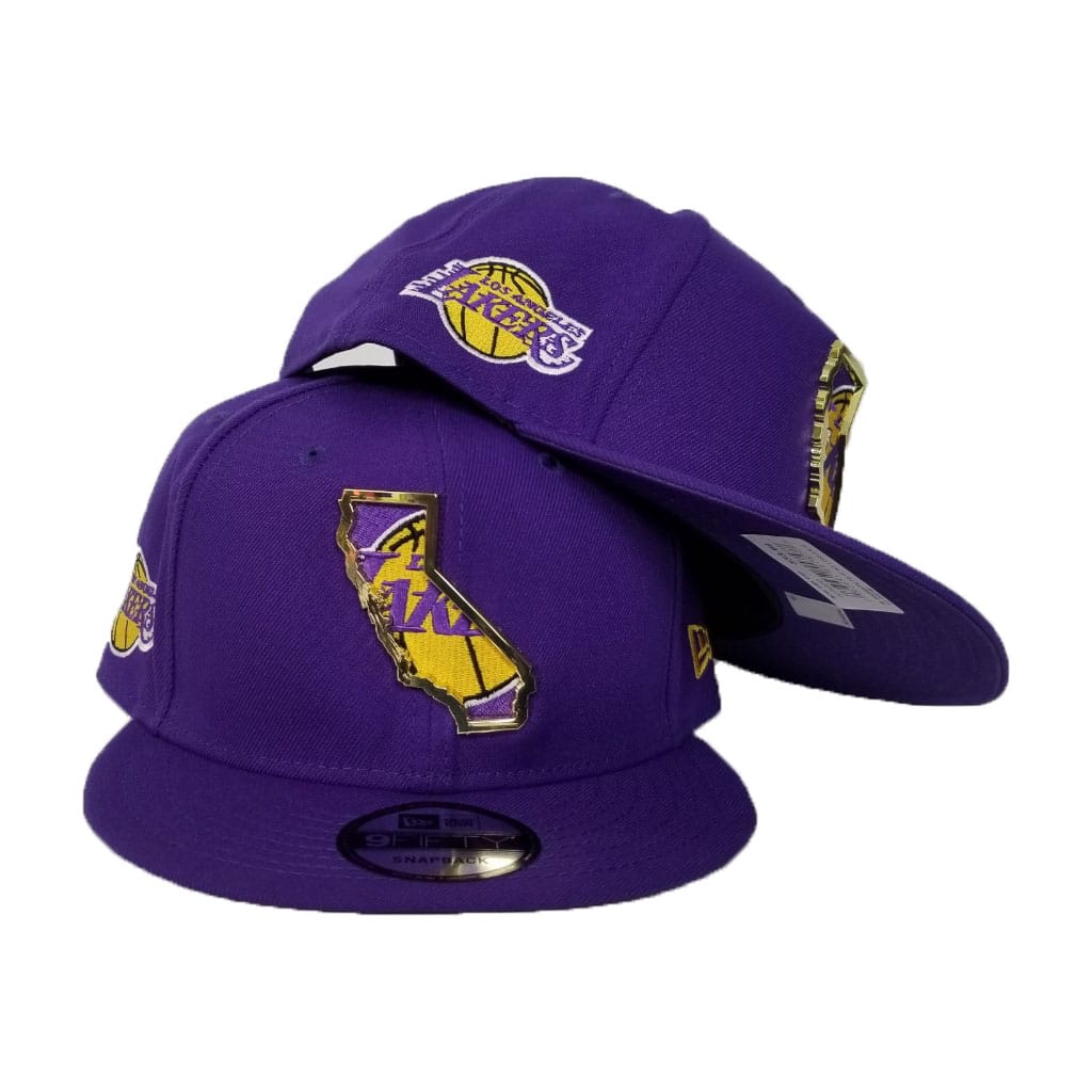 New Era Los Angeles Lakers Gold Metal State Map Logo 9FIFTY Snapback