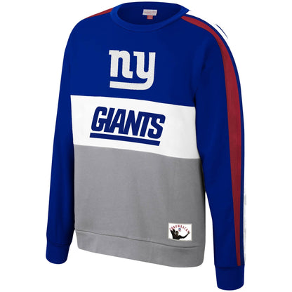 New York Giants Mitchell & Ness Royal Scorer Fleece Crew Sweatshirt