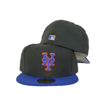 Black New York Mets Black Royal Blue Visor Gray Bottom New Era 59Fifty On Field Fitted