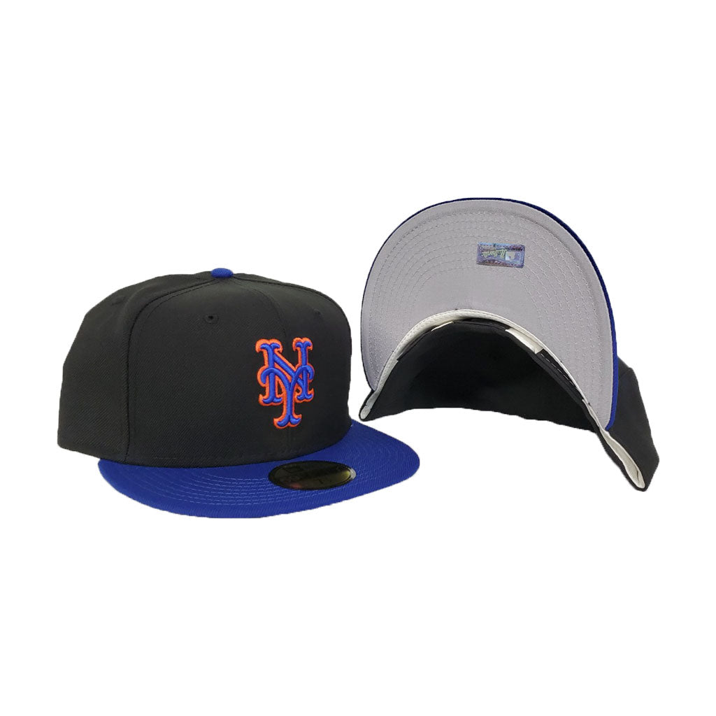 Black New York Mets Black Royal Blue Visor Gray Bottom New Era 59Fifty On Field Fitted
