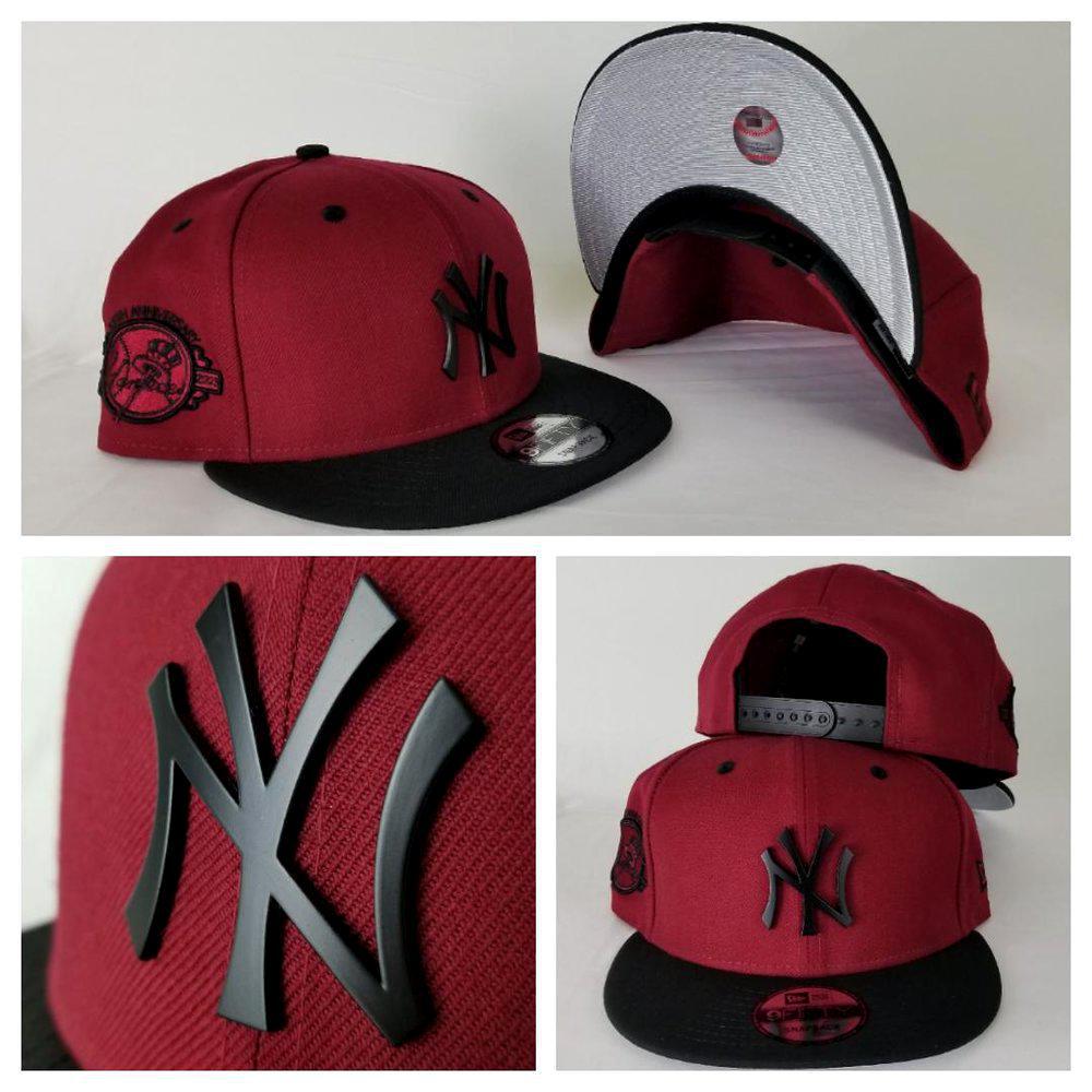 New York Yankee Black Metal Logo Burgundy / Black New Era Snapback hat