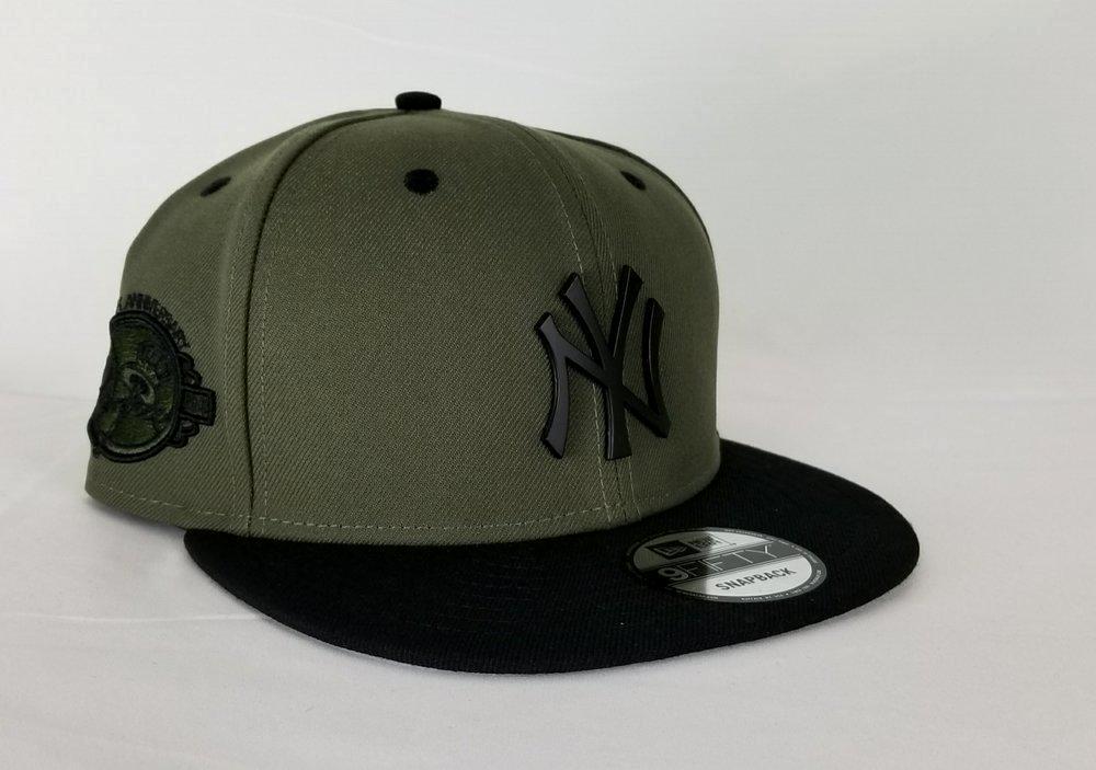 New York Yankee Black Metal Logo Olive / Green New Era Snapback hat