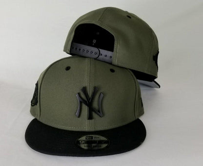 New York Yankee Black Metal Logo Olive / Green New Era Snapback hat