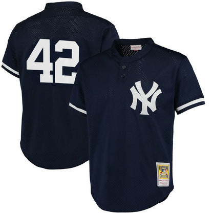 New York Yankees Mariano Rivera Mitchell & Ness Navy Cooperstown Mesh Batting Practice Jersey