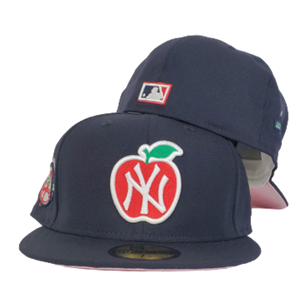 New York Yankees Navy Blue Pink Bottom 100th Anniversary Big Apple New Era 59Fifty Fitted
