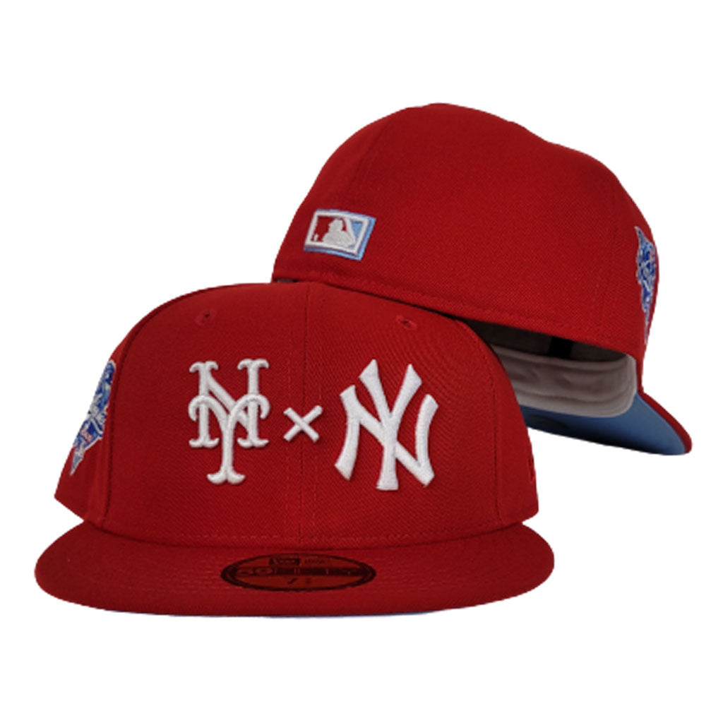 New York Yankees X New York Mets X Red Icy Blue Bottom 2000 Subway Series New Era 59Fifty Fitted Hat