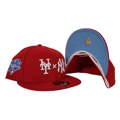 New York Yankees X New York Mets X Red Icy Blue Bottom 2000 Subway Series New Era 59Fifty Fitted Hat