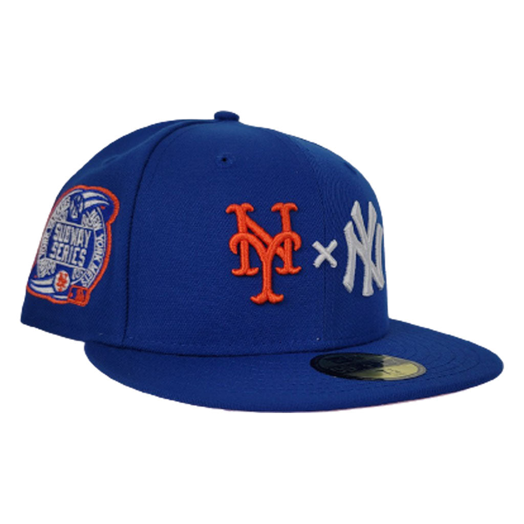New York Yankees X New York Mets X Royal Blue 2000 Subway Series Pink Bottom New Era 59Fifty Fitted Hat