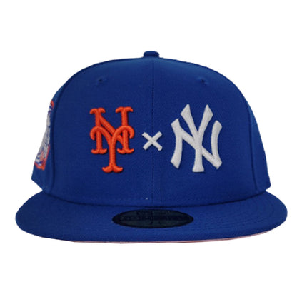 New York Yankees X New York Mets X Royal Blue 2000 Subway Series Pink Bottom New Era 59Fifty Fitted Hat