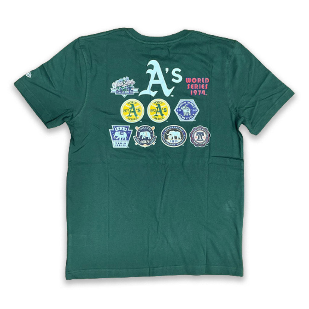 GREEN OAKLAND ATHLETICS 9X WORLD SERIES CHAMPIONS NEW ERA SHORT SLEEVE T-SHIRT