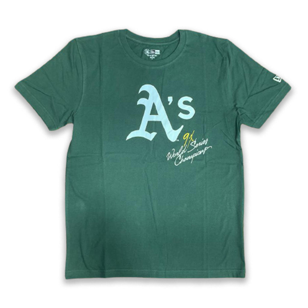 GREEN OAKLAND ATHLETICS 9X WORLD SERIES CHAMPIONS NEW ERA SHORT SLEEVE T-SHIRT