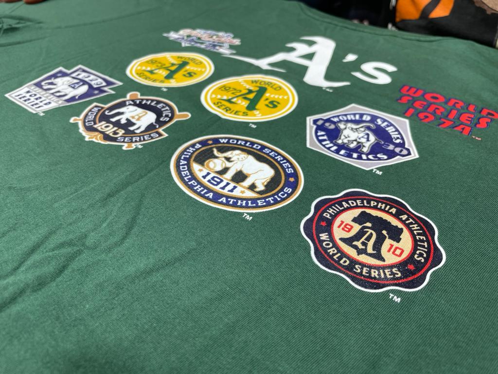 GREEN OAKLAND ATHLETICS 9X WORLD SERIES CHAMPIONS NEW ERA SHORT SLEEVE T-SHIRT