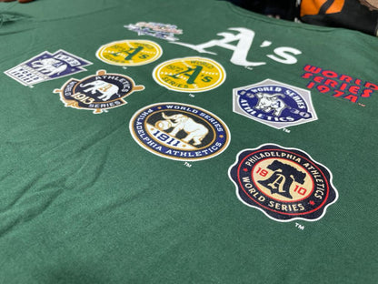 GREEN OAKLAND ATHLETICS 9X WORLD SERIES CHAMPIONS NEW ERA SHORT SLEEVE T-SHIRT