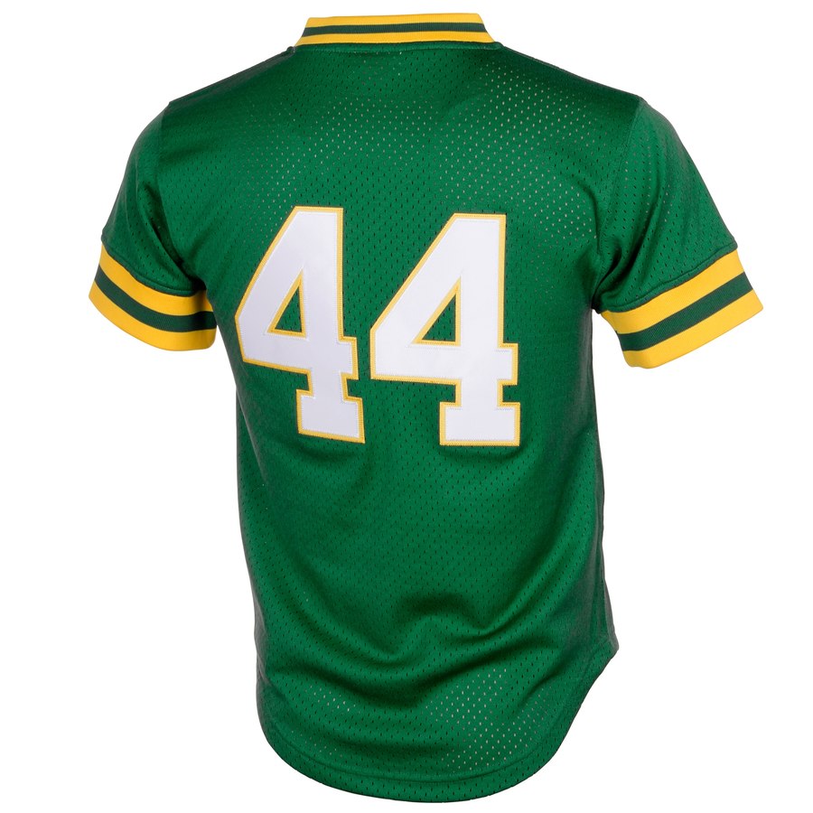 Oakland Athletics Reggie Jackson Mitchell & Ness Green Cooperstown Mesh Batting Practice Jersey