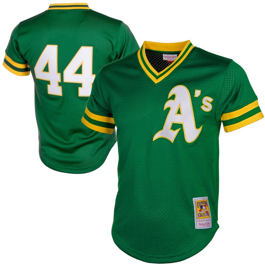 Oakland Athletics Reggie Jackson Mitchell & Ness Green Cooperstown Mesh Batting Practice Jersey