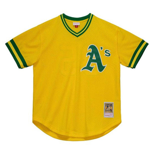 Oakland Athletics Rickey Henderson Mitchell & Ness Yellow 1984 Cooperstown Mesh Batting Practice Jersey