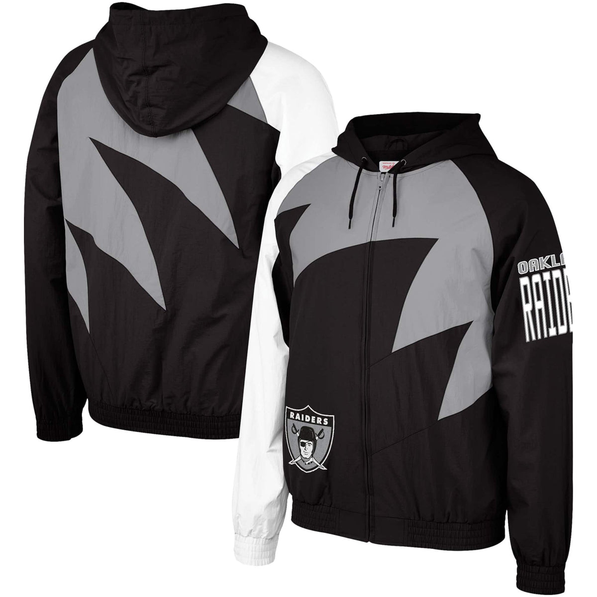 Oakland Raiders Mitchell & Ness Shark Tooth Full-Zip Jacket – Black