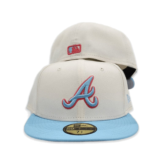 Off White Atlanta Braves Sky Blue Visor Gray Bottom Color Pack New Era 59Fifty Fitted