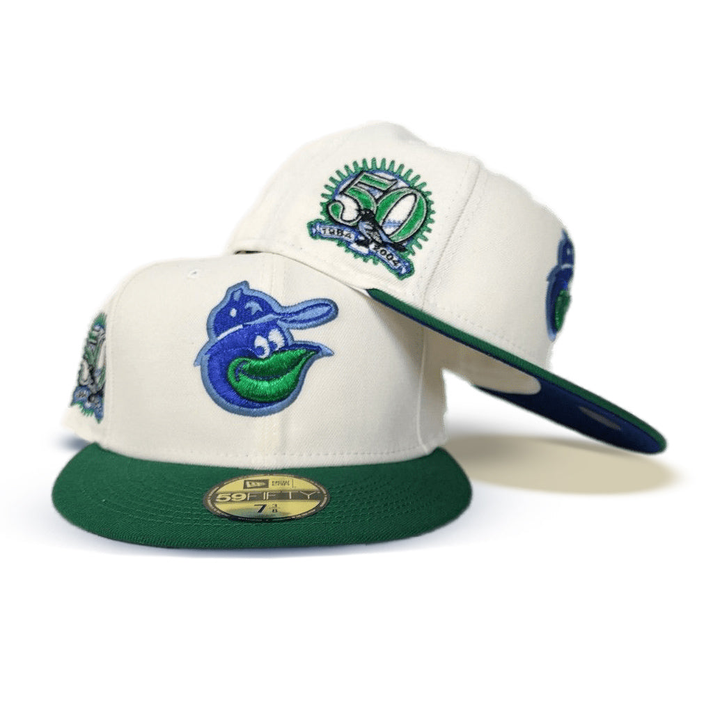 Off White Baltimore Orioles Green Visor Royal Blue Bottom 50th Anniversary Side Patch New Era 59Fifty Fitted