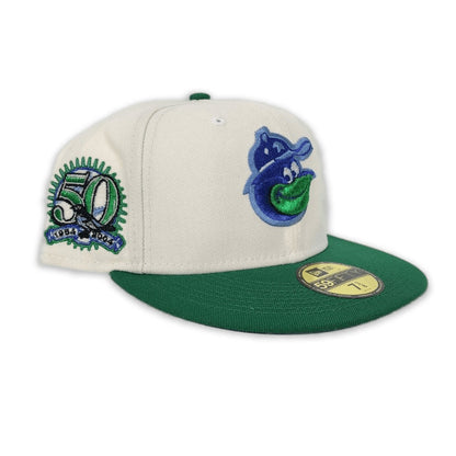 Off White Baltimore Orioles Green Visor Royal Blue Bottom 50th Anniversary Side Patch New Era 59Fifty Fitted