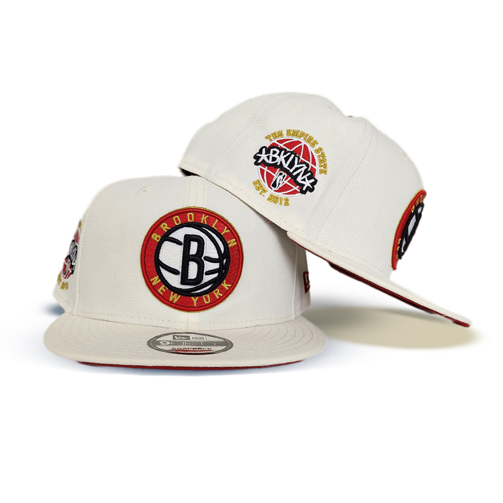 Off White Brooklyn Nets Red Bottom The Empire State Side Patch New Era 9Fifty Snapback