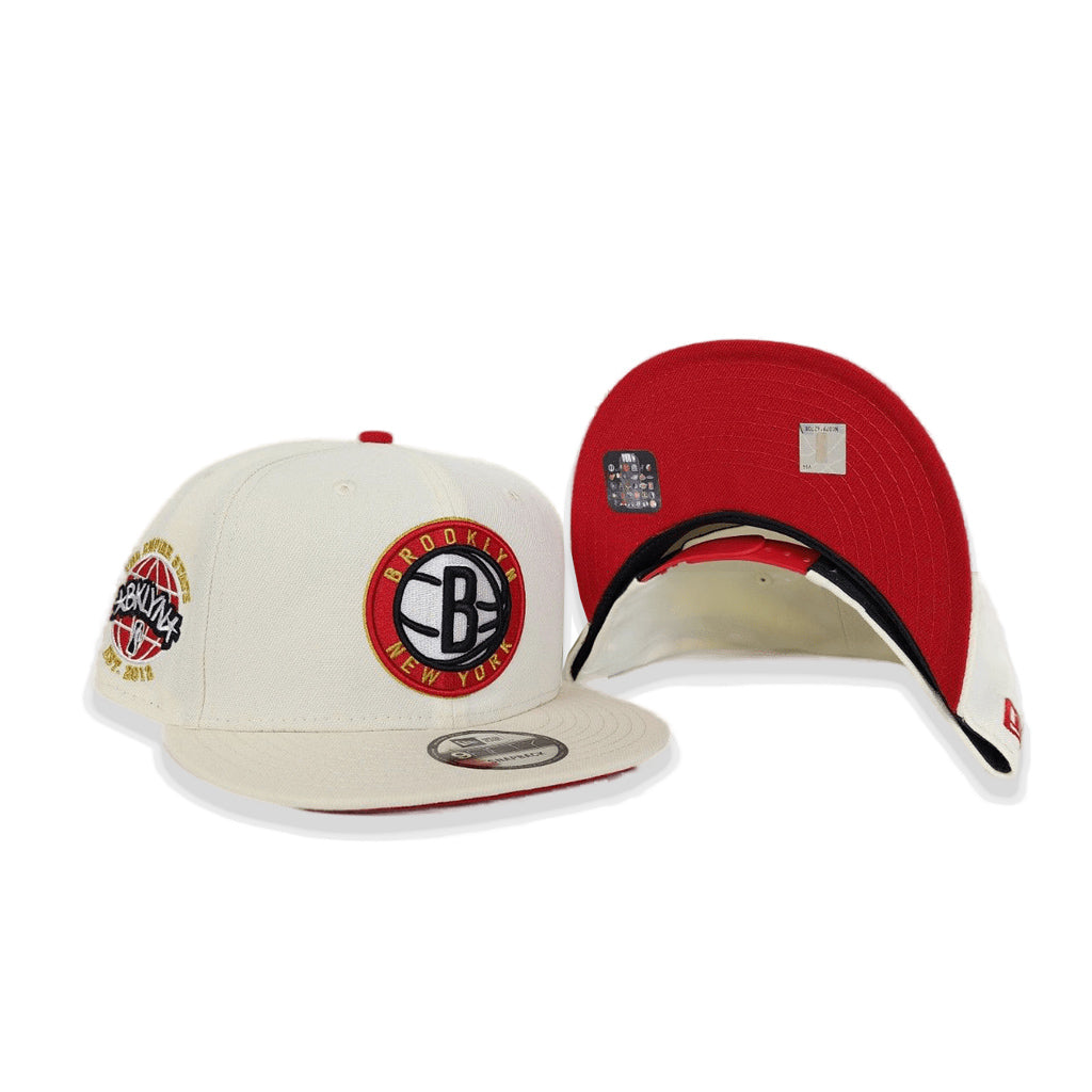 Off White Brooklyn Nets Red Bottom The Empire State Side Patch New Era 9Fifty Snapback