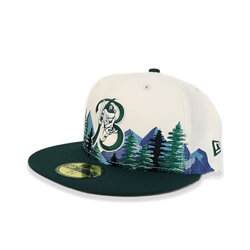 Off White Buffalo Bisons Outdoor Patch Dark Green Visor Toast Bottom 59FIFTY Fitted