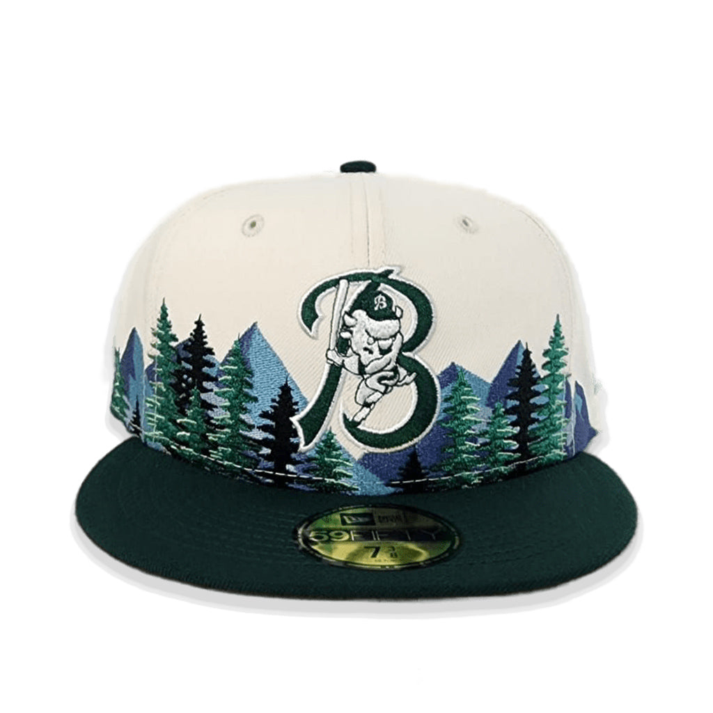Off White Buffalo Bisons Outdoor Patch Dark Green Visor Toast Bottom 59FIFTY Fitted