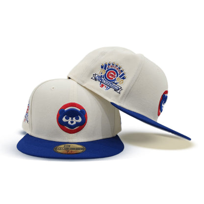 Off White Chicago Cubs Royal Blue Visor Gray Bottom 1990 All Star Game Side Patch New Era 59Fifty Fitted