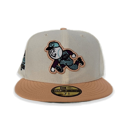 Off White Cincinnati Reds Peach Visor Mint Bottom 1970-2002 Side Patch New Era 59Fifty Fitted