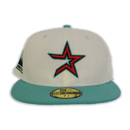 Off White Houston Astros Mint Green Visor Red Bottom 2000 Inaugural Season Side Patch New Era 59Fifty Fitted