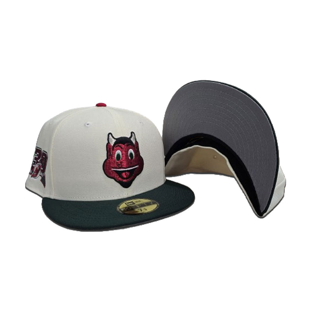 Off White Mascot Logo New Jersey Devils Green Visor Gray Bottom 30th Anniversary Side Patch New Era 59Fifty Fitted
