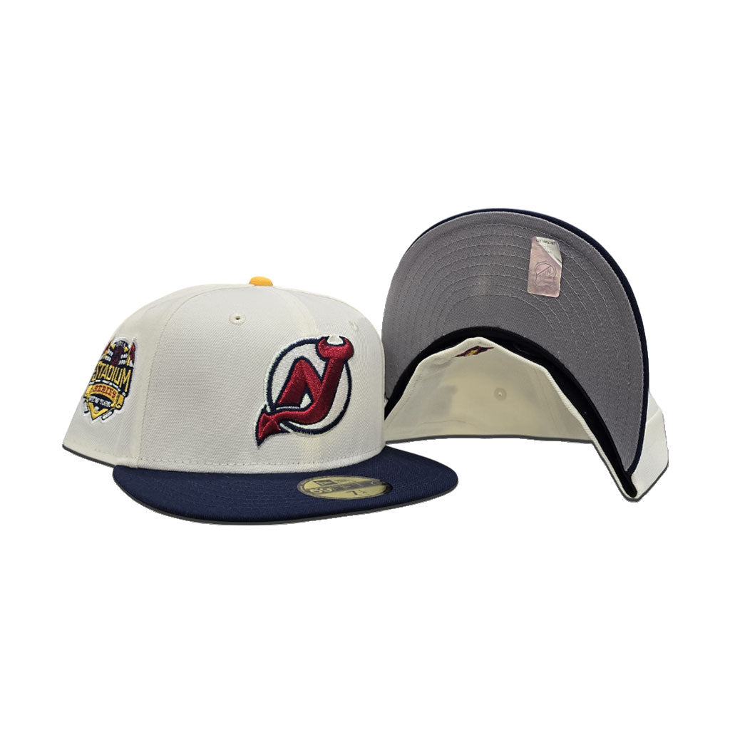 Off White New Jersey Devils Navy Blue Visor Gray Bottom 2014 Stadium Series Side Patch New Era 59Fifty Fitted