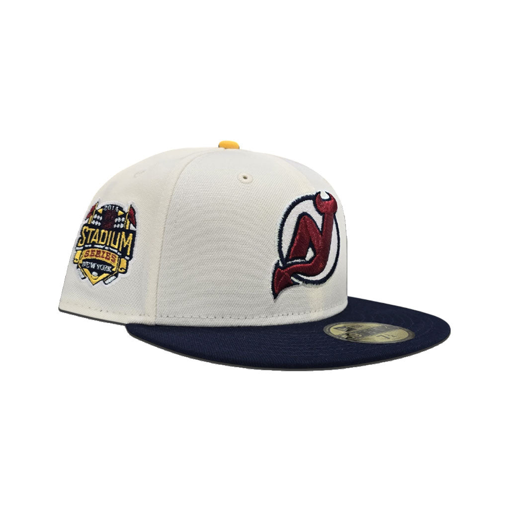 Off White New Jersey Devils Navy Blue Visor Gray Bottom 2014 Stadium Series Side Patch New Era 59Fifty Fitted