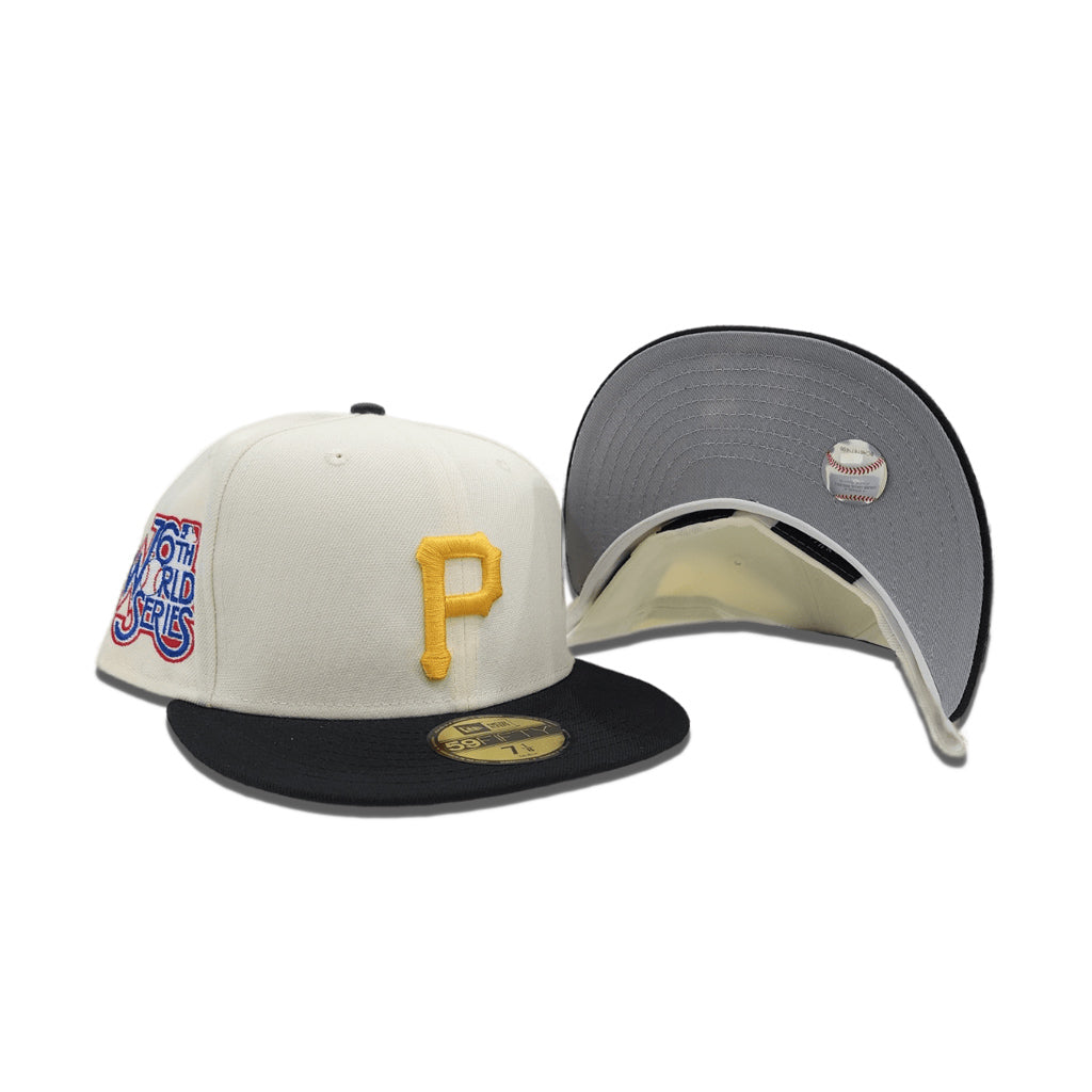 Off White Pittsburgh Pirates Black Visor Gray Bottom 76th World Series Side Patch New Era 59Fifty Fitted