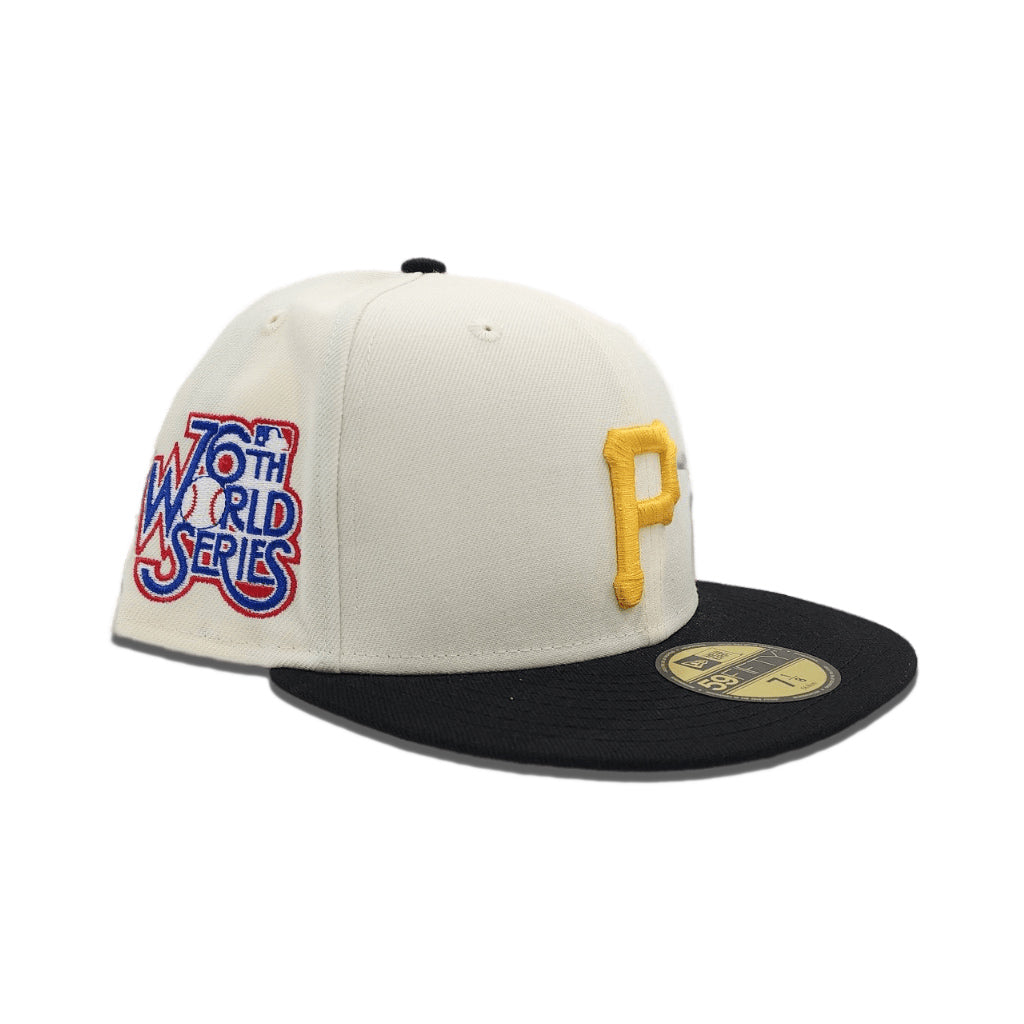 Off White Pittsburgh Pirates Black Visor Gray Bottom 76th World Series Side Patch New Era 59Fifty Fitted