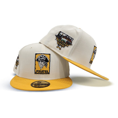 Off White Pittsburgh Pirates Yellow Visor Gray Bottom 2006 All Star Game Side Patch New Era 59Fifty Fitted