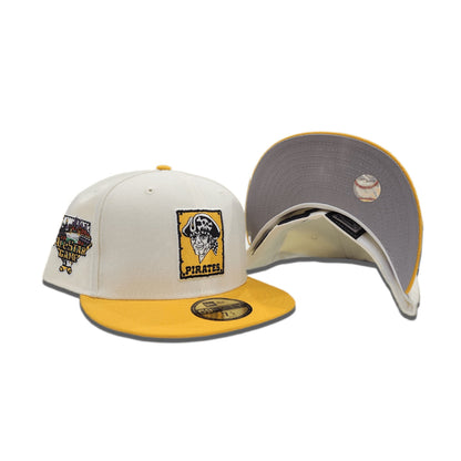 Off White Pittsburgh Pirates Yellow Visor Gray Bottom 2006 All Star Game Side Patch New Era 59Fifty Fitted