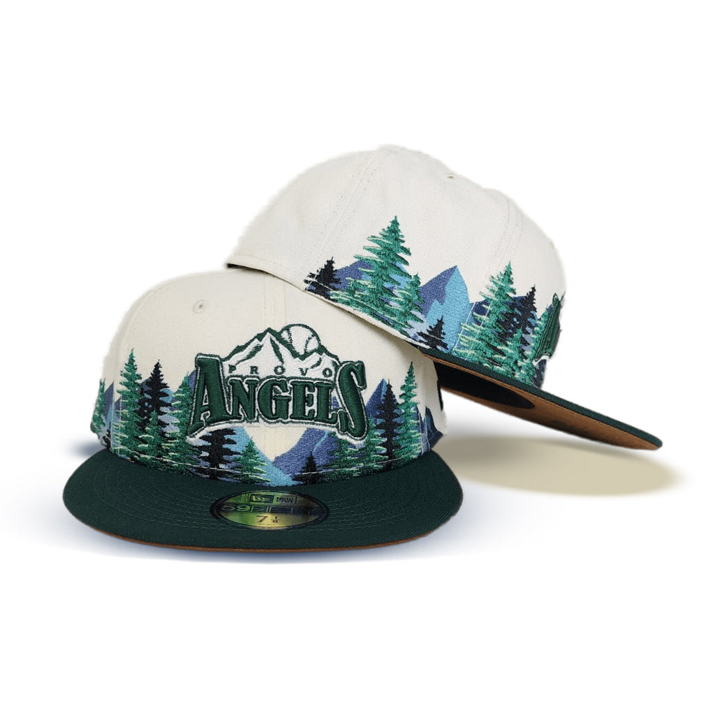 Off White Provo Angels Outdoor Patch Dark Green Visor Brown Bottom 59FIFTY Fitted