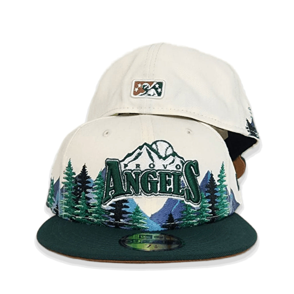 Off White Provo Angels Outdoor Patch Dark Green Visor Brown Bottom 59FIFTY Fitted