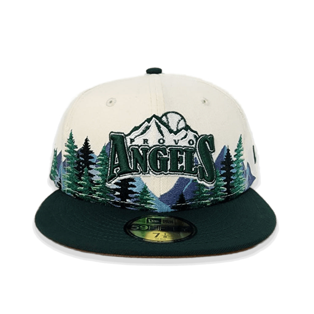 Off White Provo Angels Outdoor Patch Dark Green Visor Brown Bottom 59FIFTY Fitted