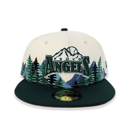 Off White Provo Angels Outdoor Patch Dark Green Visor Brown Bottom 59FIFTY Fitted
